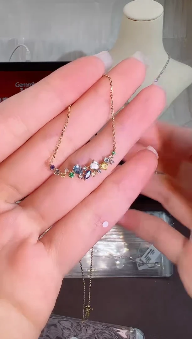 颈饰彩色蓝宝石18K金镶嵌BN18073#-Y#82