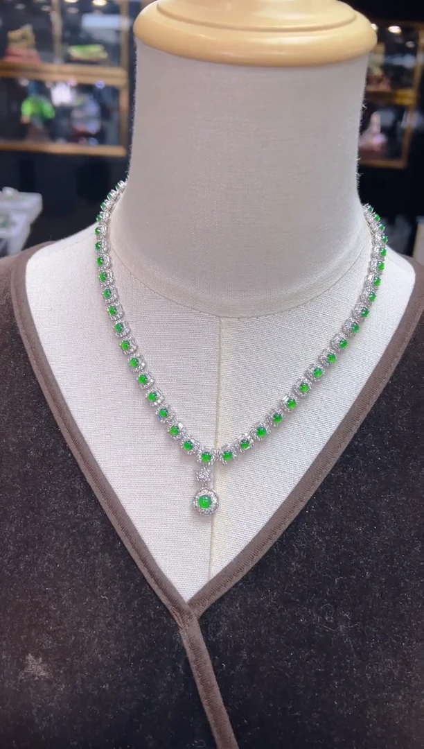 翡翠银S925镶嵌项链025（多样性发其一）