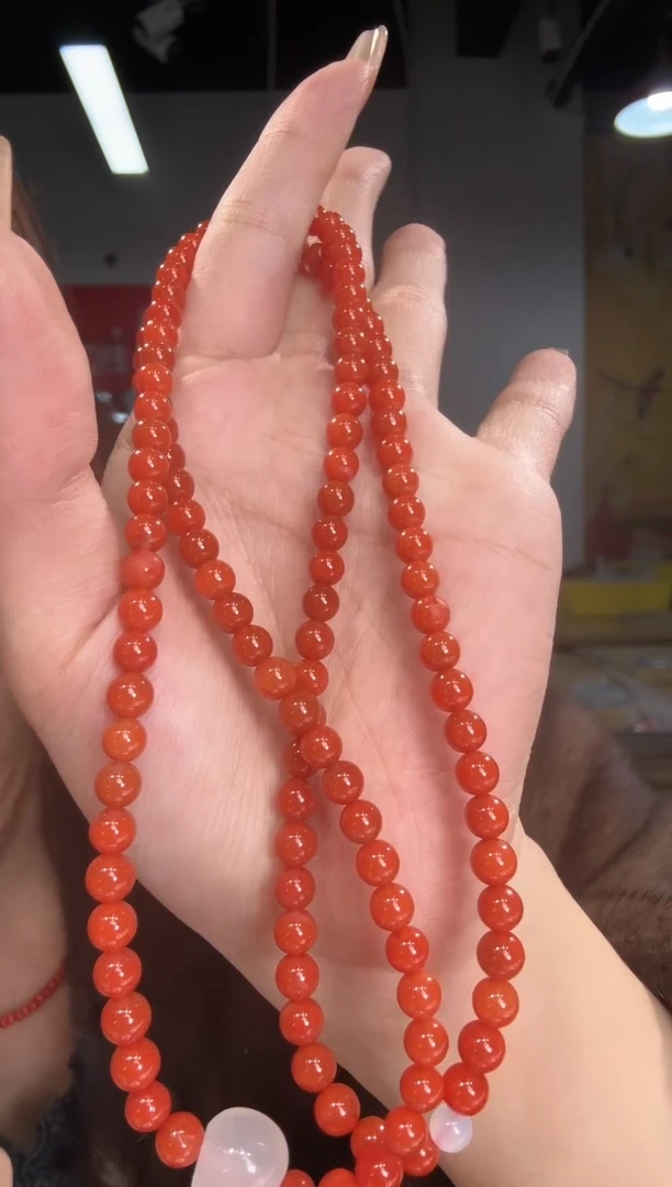 【闪购商品】南红玛瑙颈饰足铂镶嵌珠串