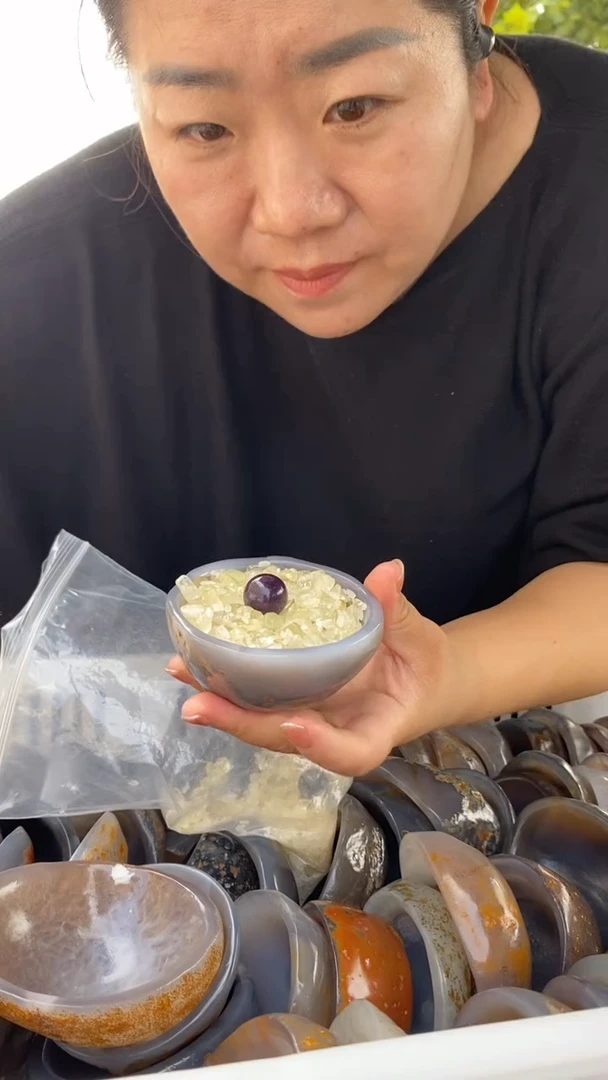 未镶嵌珠宝半成品水晶财财套餐【碗+紫球+黄水晶碎石100g】一套发