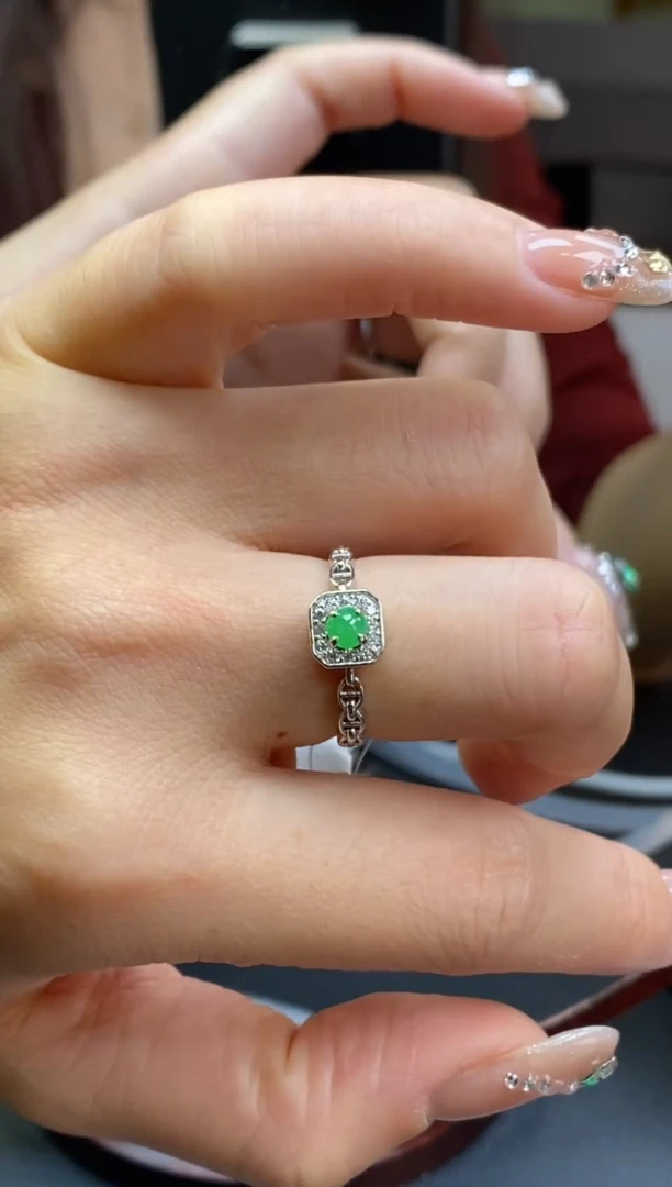 颈饰银S925镶嵌翡翠净货14467