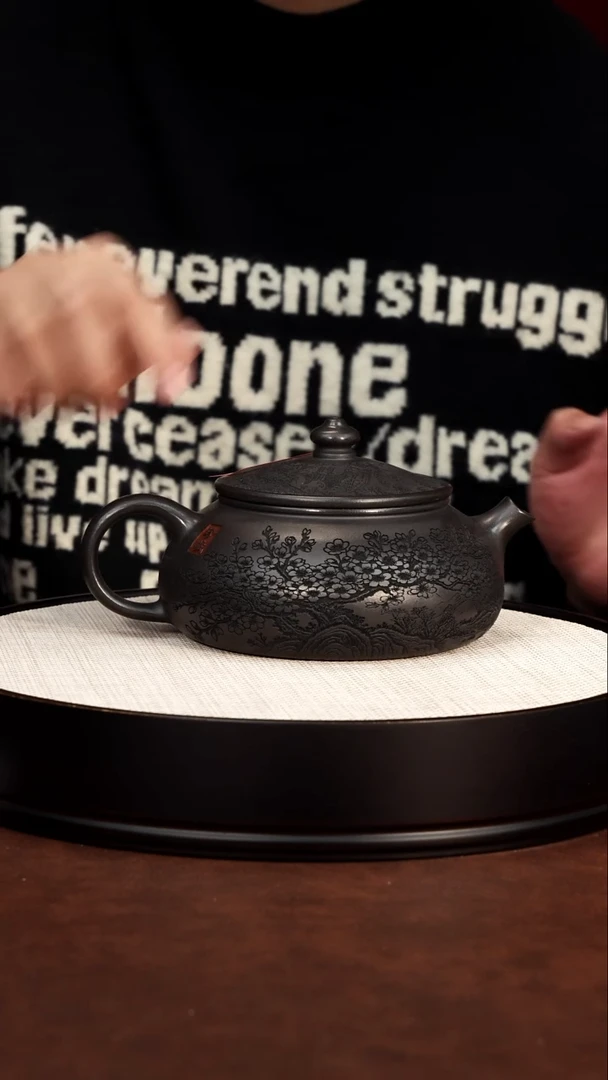 茶壶紫砂宜兴紫砂 梅花大寒江 石黄 638