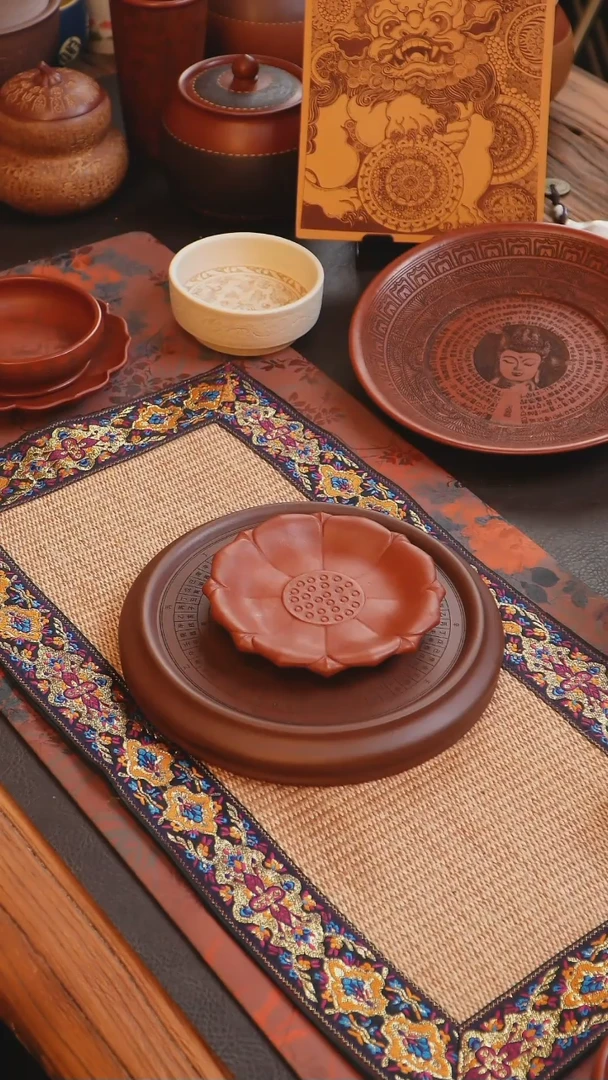 紫砂茶叶罐莲花壶承