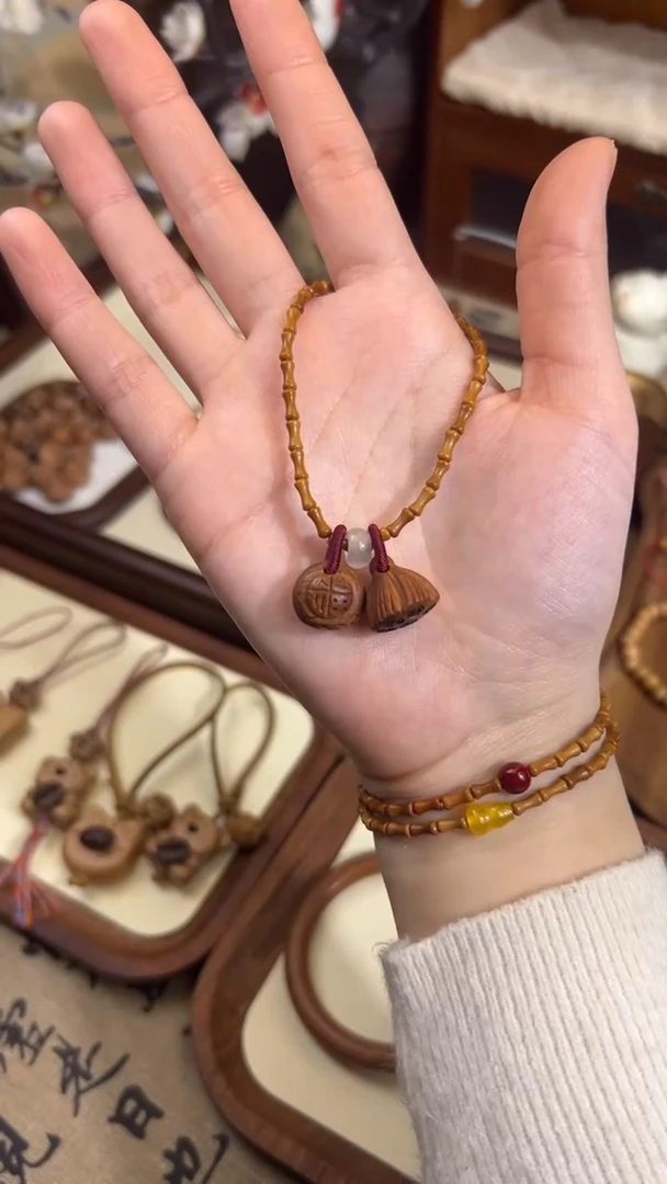 手串桃核【桃缘行】竹节「福气莲莲」桃木桃核辟、挡、驱、护 备注手围