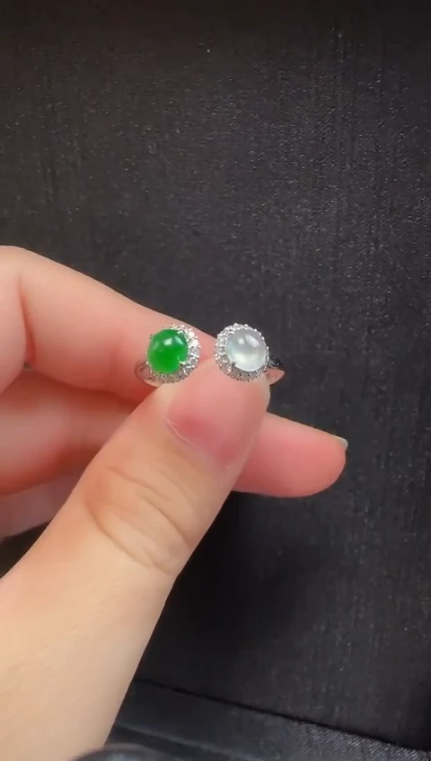 18K金镶嵌戒指翡翠952蛋面一枚
