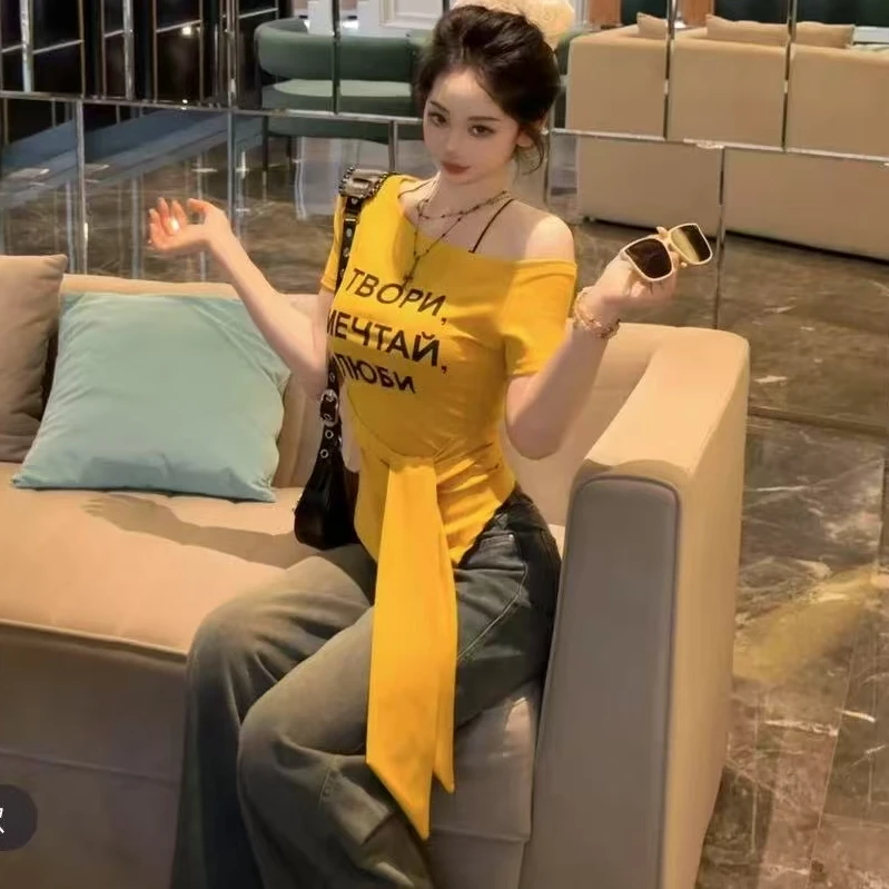 无运险【JIAXUPANG】设计感露肩打底衫