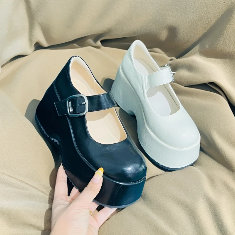 99109日系英伦风春季高跟夏季纯色粗跟时尚休闲鞋玛丽珍鞋