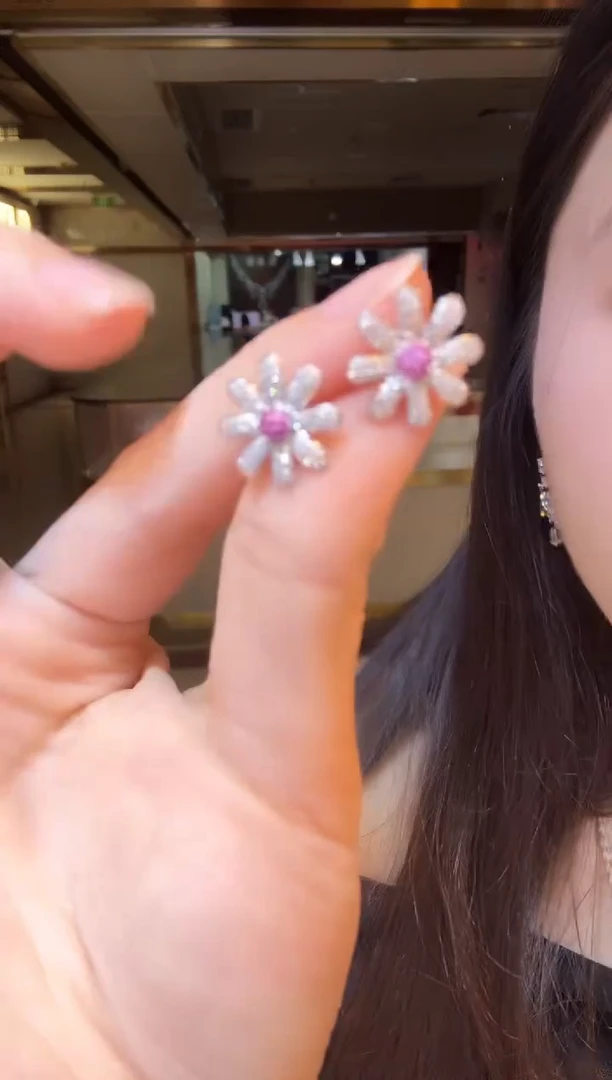 耳饰蓝宝石铂Pt950镶嵌251010122075