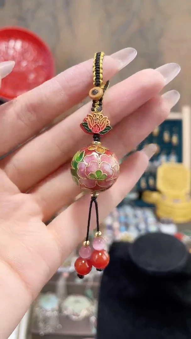 非遗手工景泰蓝2.0压襟红色