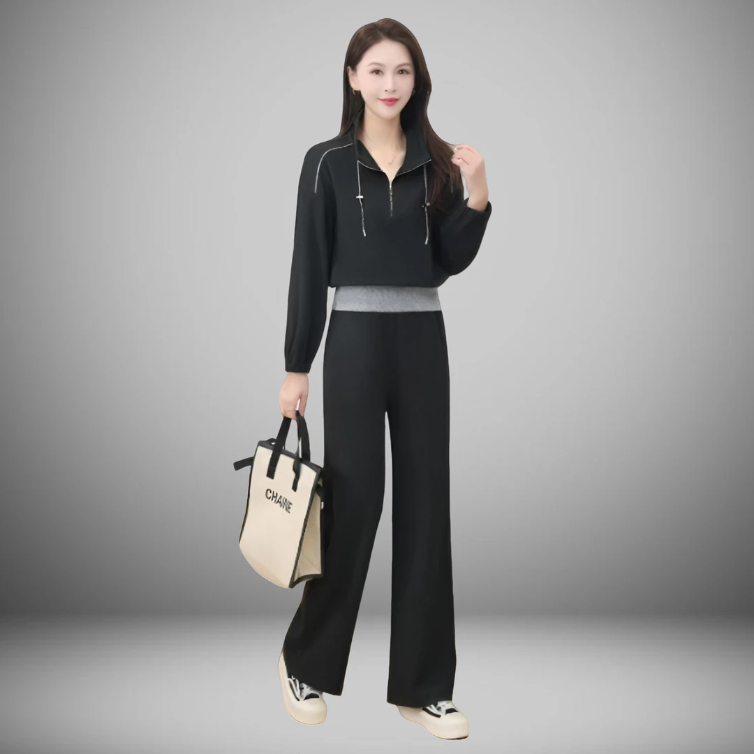 T023长裤气质休闲时尚套装洋气宽松秋季百搭阔腿