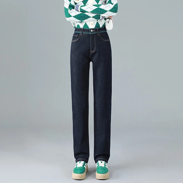 【花宁娜】旧忆 · 原牛不掉色弹力提花烟管牛仔裤高腰小直筒#0330