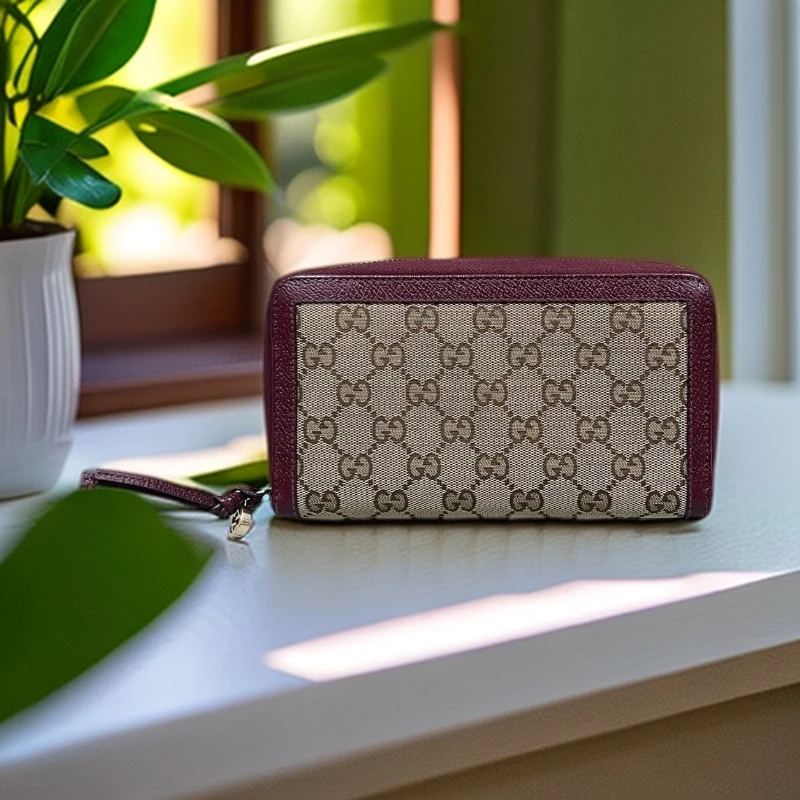 95新 GUCCI/古驰  老花酒红钱包 1894 7828