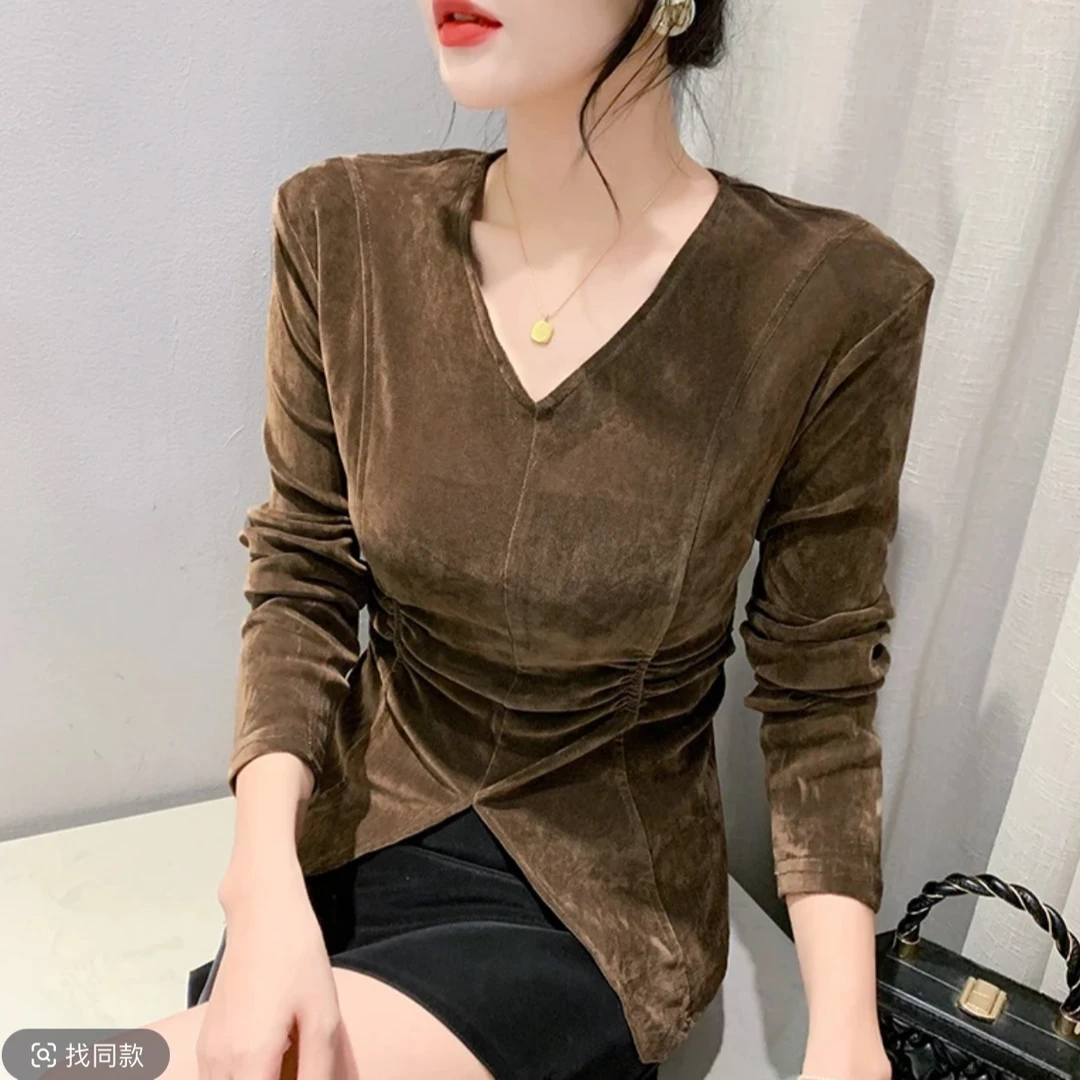 6123高品质修身显瘦V领时尚休闲百搭打底衫