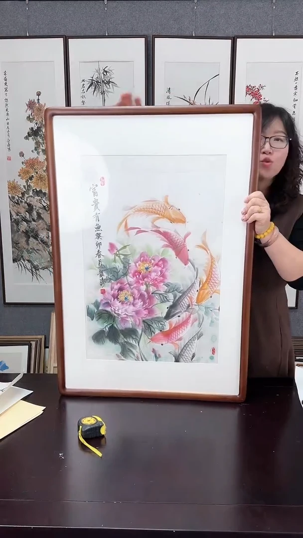 【闪购商品】国画牡丹实木装裱