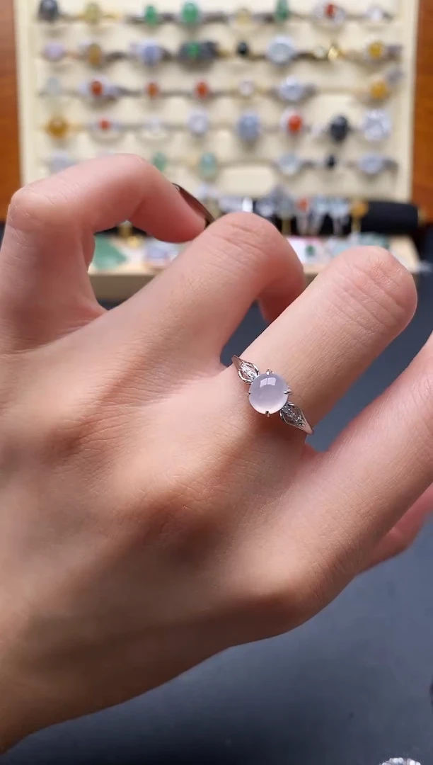 银S925镶嵌戒指翡翠222222+6