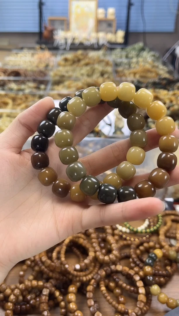 菩提根/象牙果手串【多样性发】干磨玫瑰花园渐变色11*12