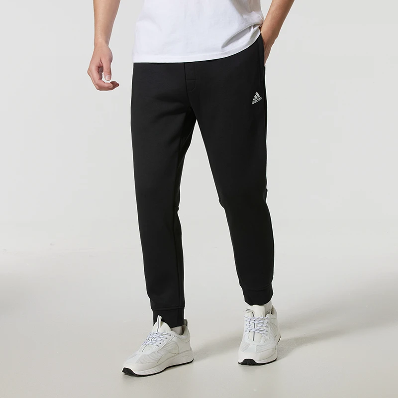 阿迪达斯运动裤男冬季新款修身针织束脚加绒保暖锥形裤腿休闲长裤