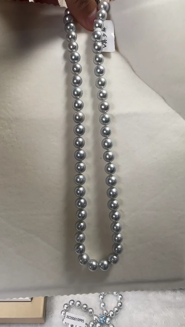项链银S925镶嵌海水珍珠真多麻项链8-8.5