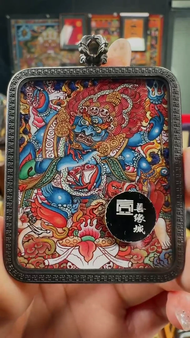 吊坠壹善缘城手绘唐卡大黑天