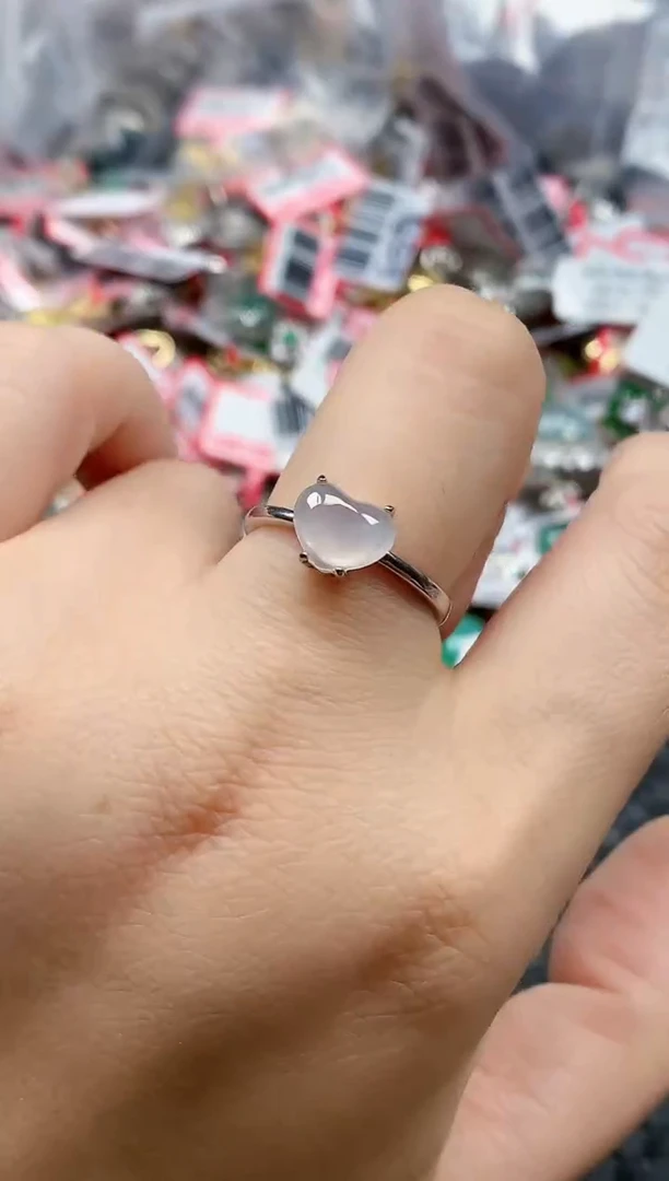 银S925镶嵌戒指翡翠天然A货缅甸翡翠