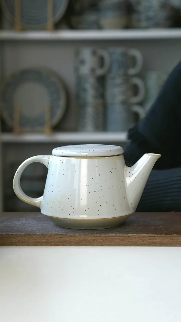 陶出澳洲RG沙釉白咖啡壶600ml@4-2@