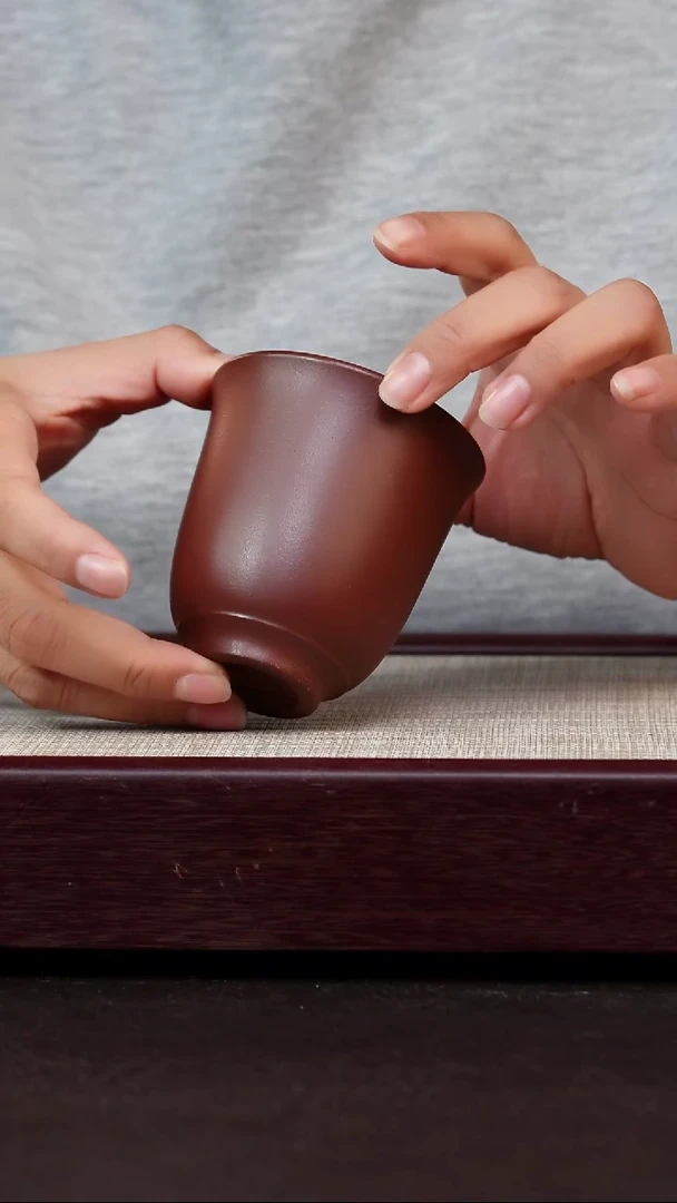 茶杯紫砂石红喇叭杯