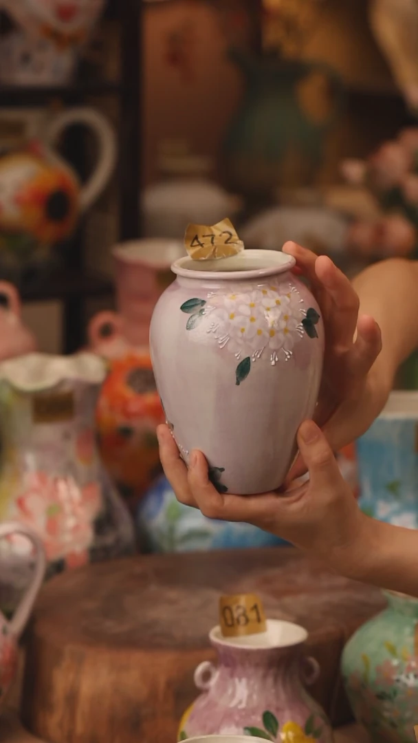 陶瓷472景德镇设计师手作花器摆件侘寂风