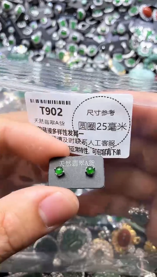 翡翠未镶嵌颈饰T902耳钉