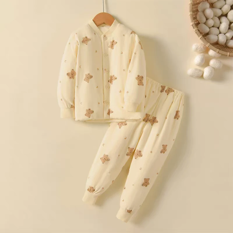 孩童桑蚕丝套装保暖神器小棉袄宝宝手工桑蚕丝校服神器