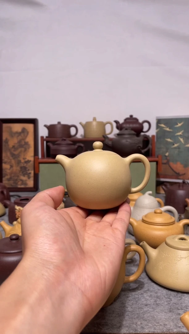 茶杯紫砂瑕疵全手工宝山墨绿手工泥圆珠150cc