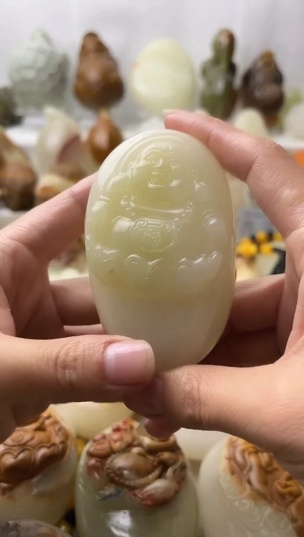 石材古青石棉纹正常不退换弥勒佛