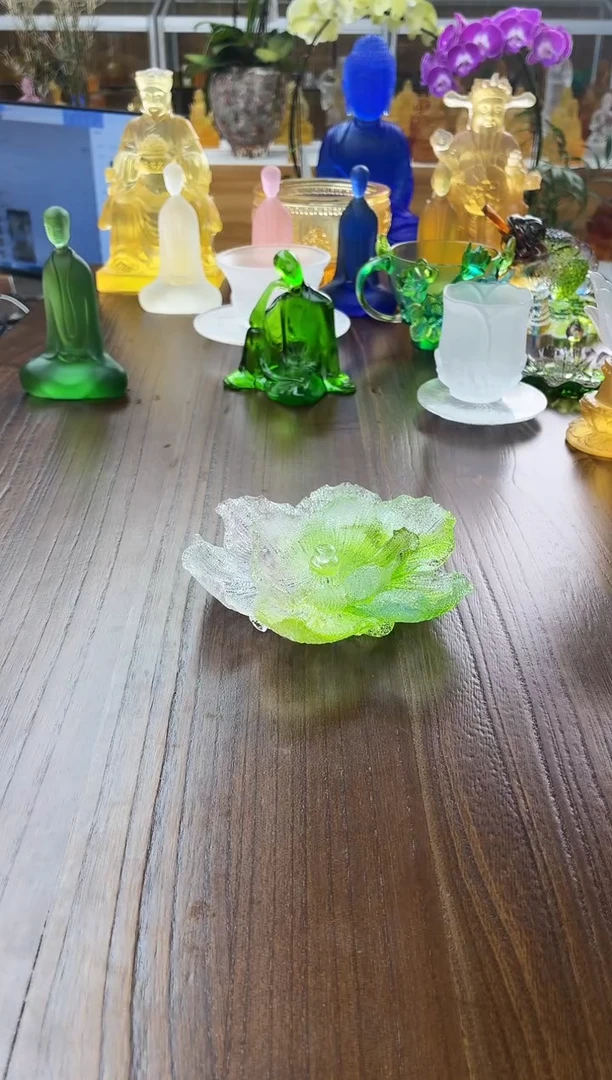 手工艺品琉璃12公分牡丹花线香插