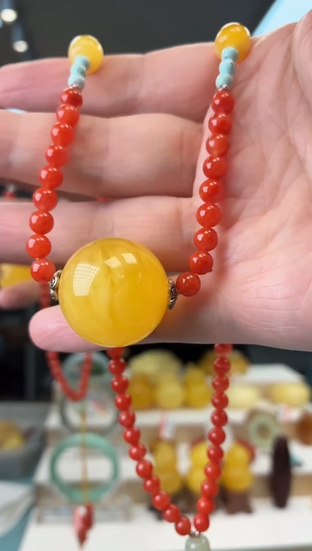 琥珀颈饰未镶嵌吊坠