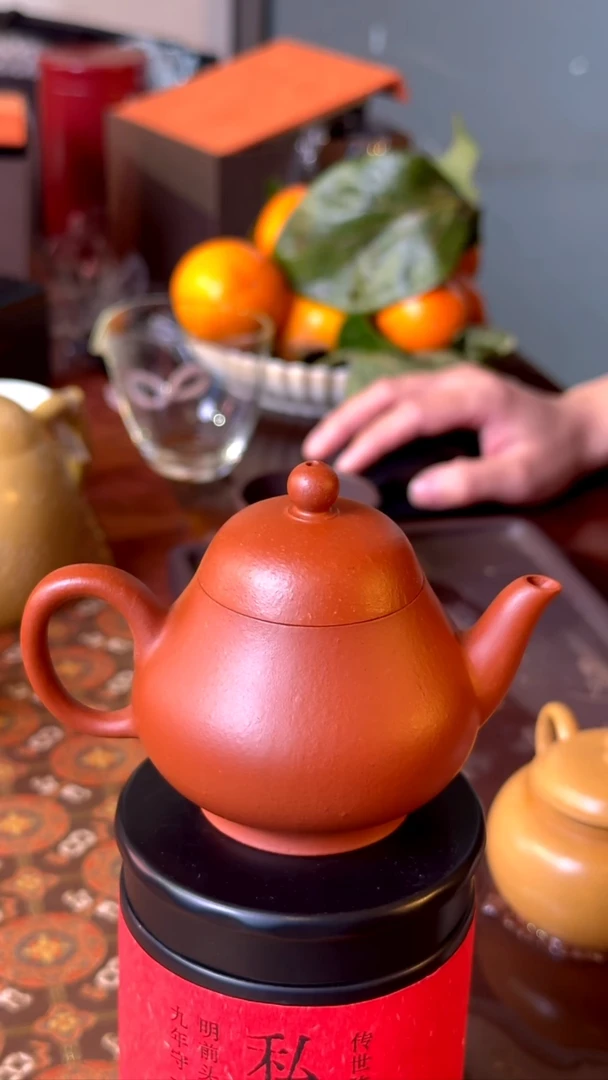 茶壶紫砂高梨型 红皮泥 老广矿沙 130cc
