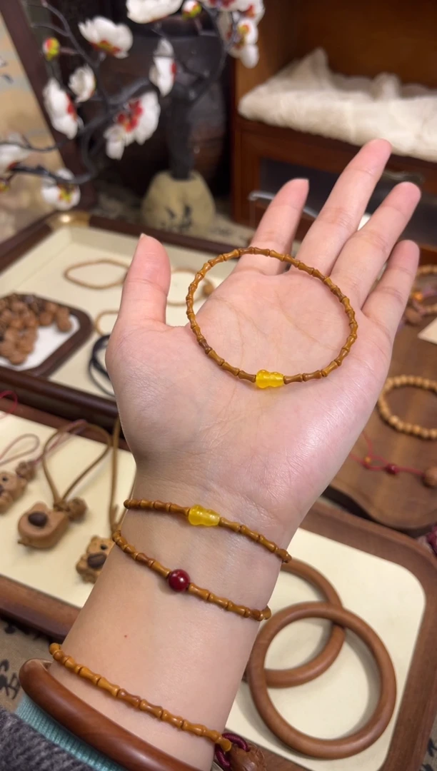 手串桃核【桃缘行】竹节「黄色葫芦」桃木桃核辟、挡、驱、护 备注手围