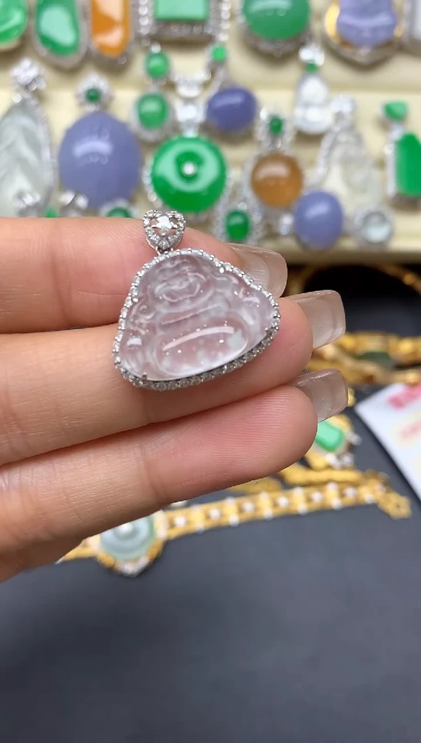 颈饰18K金镶嵌翡翠322-中国好珍宝