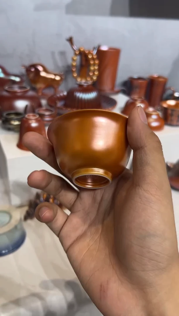 11柴房陶瓷柴烧金玉普洱杯