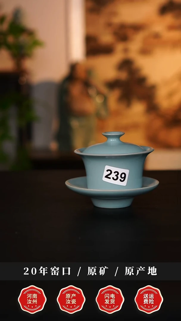 杯子瓷天熙汝瓷仿古釉微瑕马蹄盖碗239