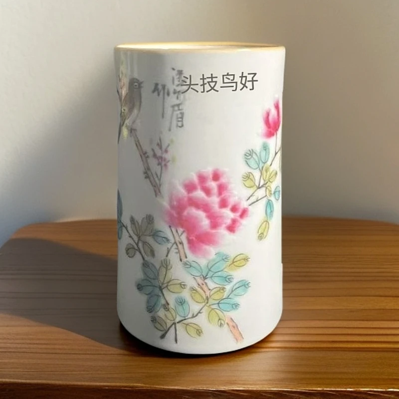 （甄选链接） 陶瓷花鸟创意笔筒   W01