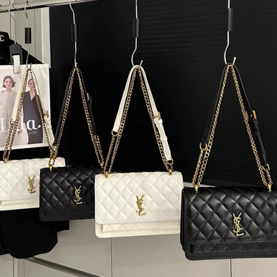 香港品牌小香风菱格链条包包女秋2025新款轻奢单肩斜挎小方包洋气