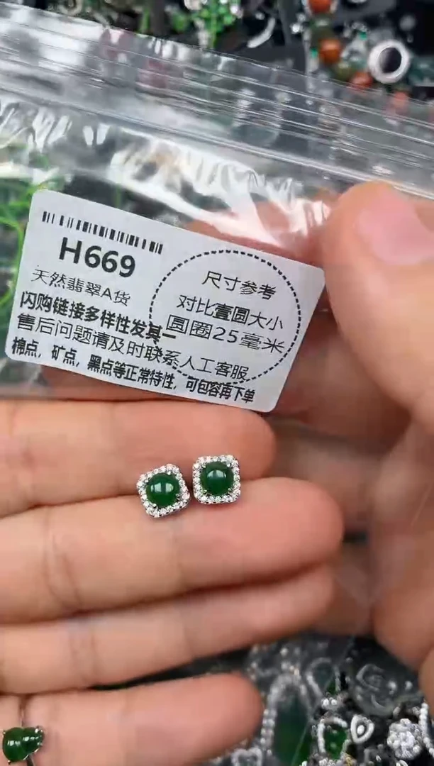 颈饰未镶嵌翡翠H669耳钉