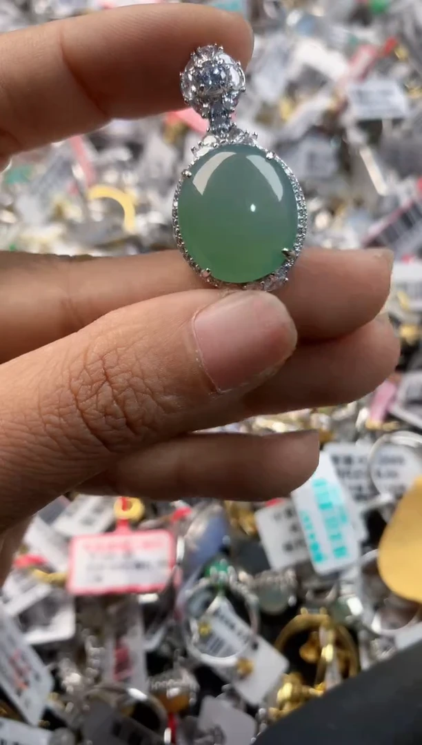 银S925镶嵌戒指翡翠哈****花16-16-16     6