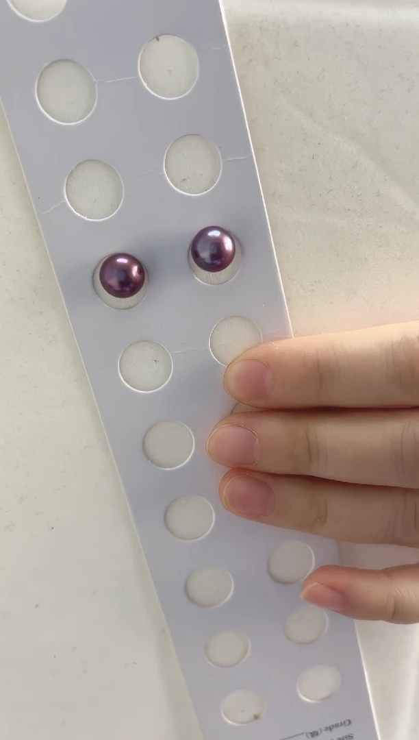 银S925镶嵌耳饰淡水珍珠?****?紫色9-10耳钉