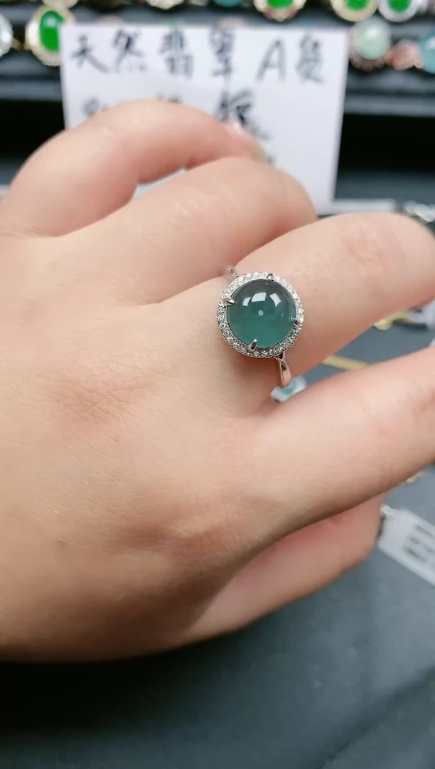 翡翠戒指银S925镶嵌111111111