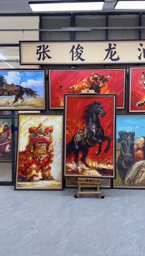 油画府****宴【张俊龙】马到成功办公室客厅茶室客厅挂画油画版画