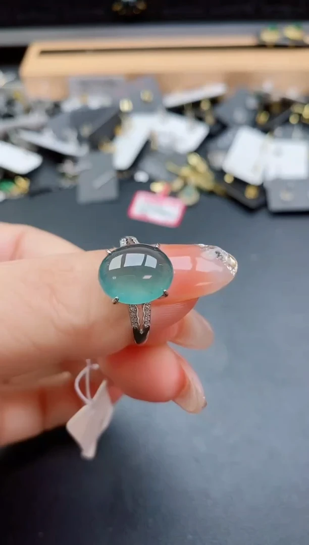 银S925镶嵌戒指翡翠1