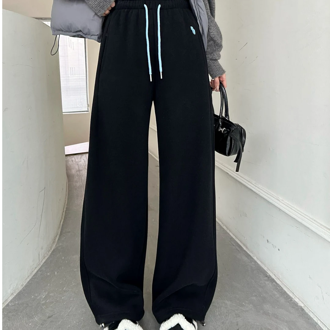 自留款奥丽绒加厚阔腿裤