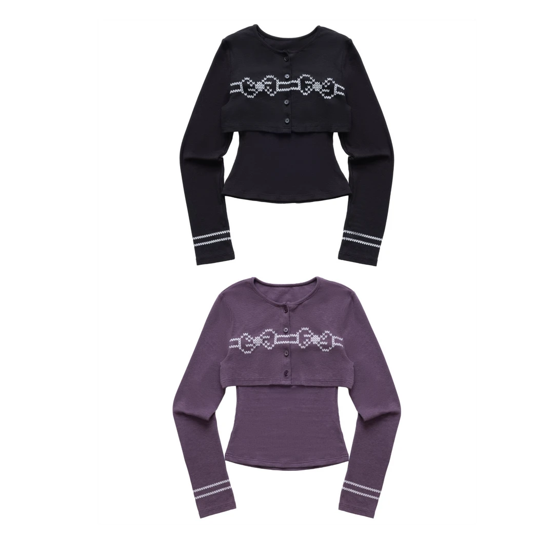 NECY【楠楠专属】弹力棉原创开衫吊带两件套套装秋季复古上衣甜酷