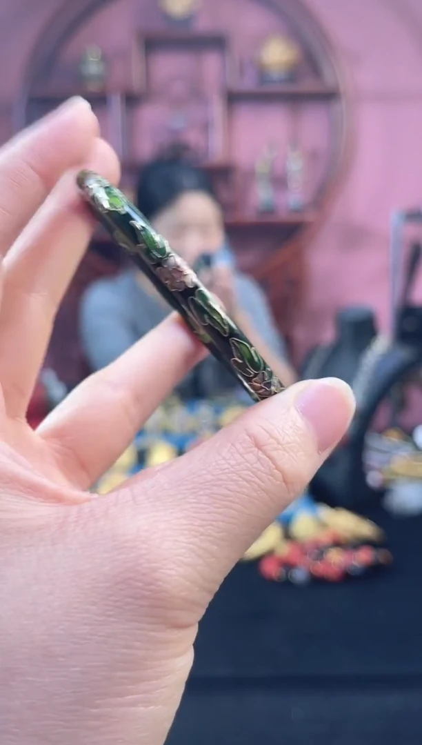 非遗景泰蓝 儿童镯子 绿色