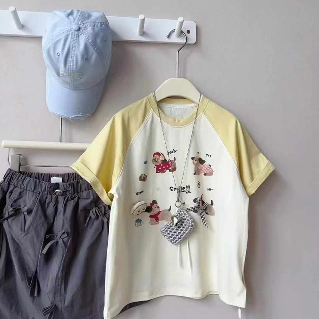 《昊妈家》女童夏季印花韩版短袖5393